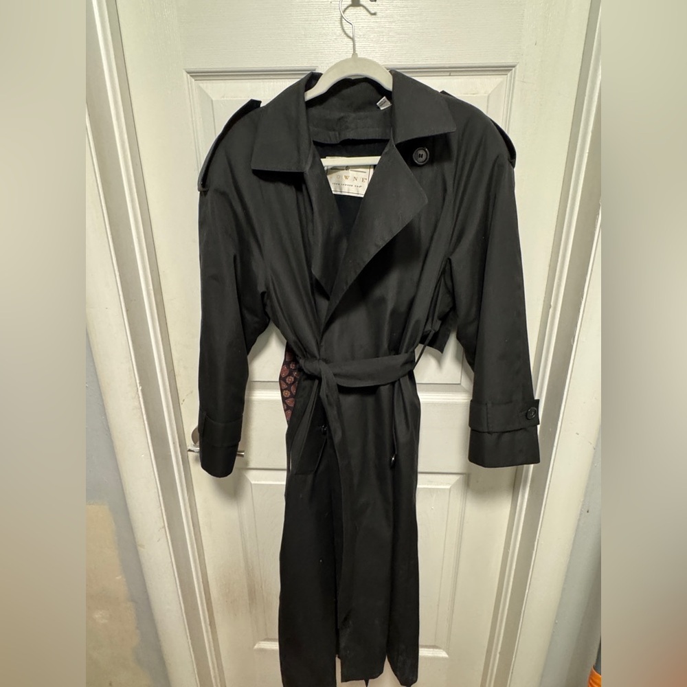 Towne by London fog black trench coat, size 8